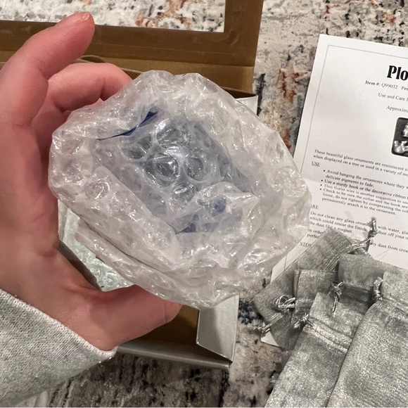 Mercury Glass Ornaments, set of 6 by Plow & Hearth with silvery ribbon - Picture 4 of 11